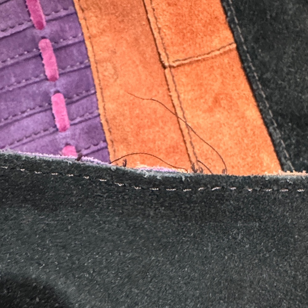 Multicolor Learher Patchwork Tote Bag - Picture 10 of 12